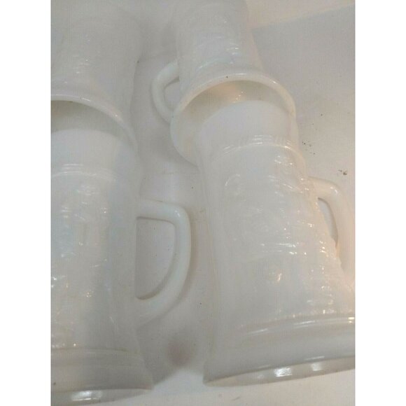 Federal, Milk Glass, Beer Steins Set of 4, Vintage, Raised Motif Pub Scene 60s - Picture 8 of 10
